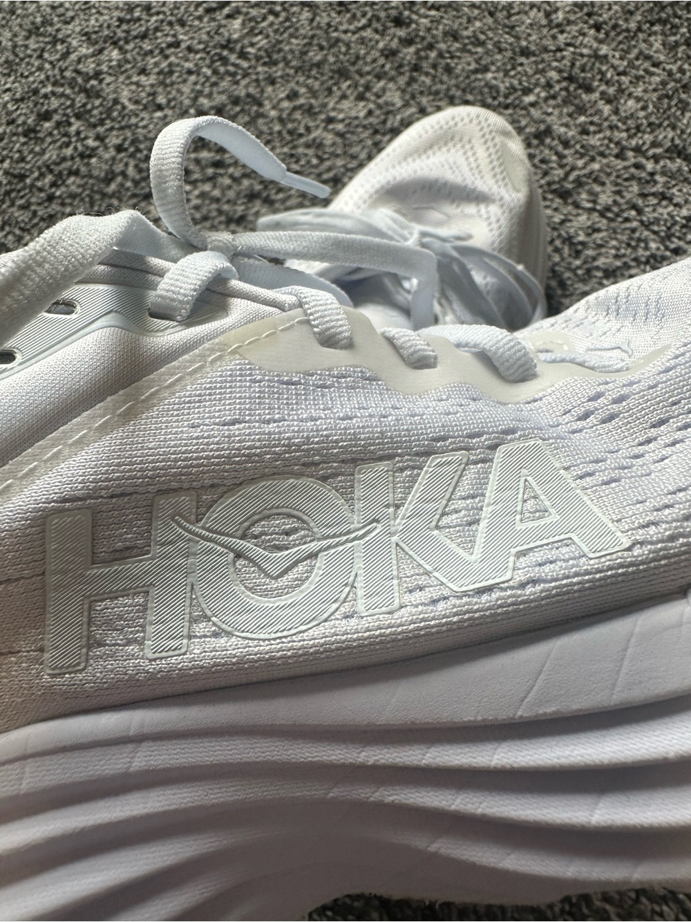 White Womens HOKA Bondi 8 White Running Walking Gym Sneakers Size 7 - Picture 12 of 15